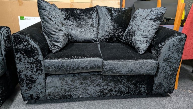 Black 3+2 Crushed Velvet Sofa Set 