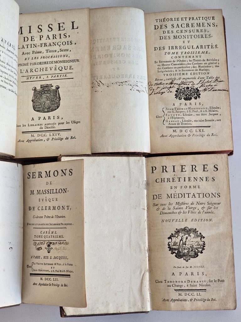 1700s Antique Collector's Georgian Era French Leatherbound Books £40/Each  200 Years Old