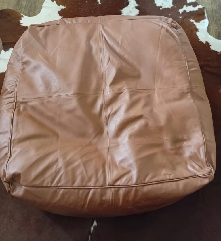 image for Genuine leather pouffe