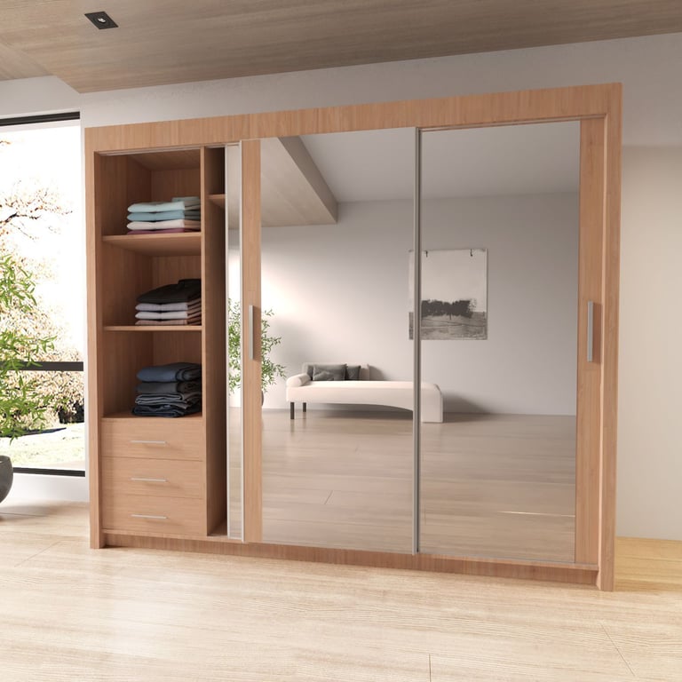 image for NEW MILAN SLIDING MIRROR WARDROBE – COD INCLUDED, LIMITED STOCK