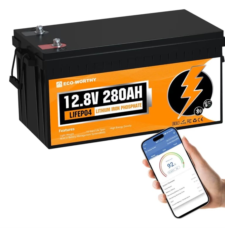 ECO-WORTHY 12V 280AH LiFePO4 Batt  Brand new never been used Energy with Bluetooth  