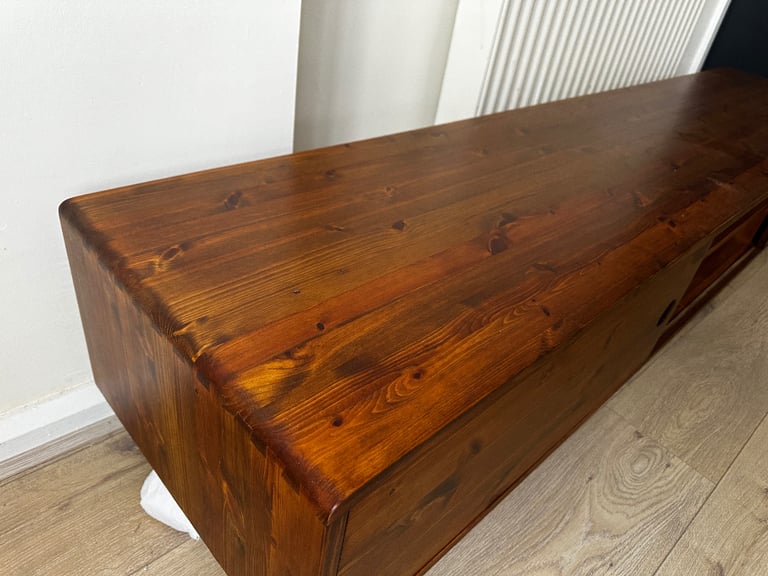 Handmade wooden TV unit cabinet with Japanese style joints