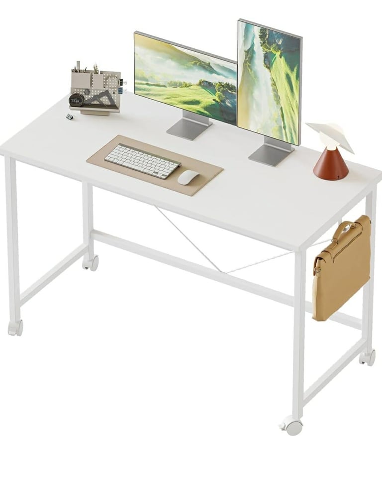 Mericonia 100cm Computer Desk with Wheels – White