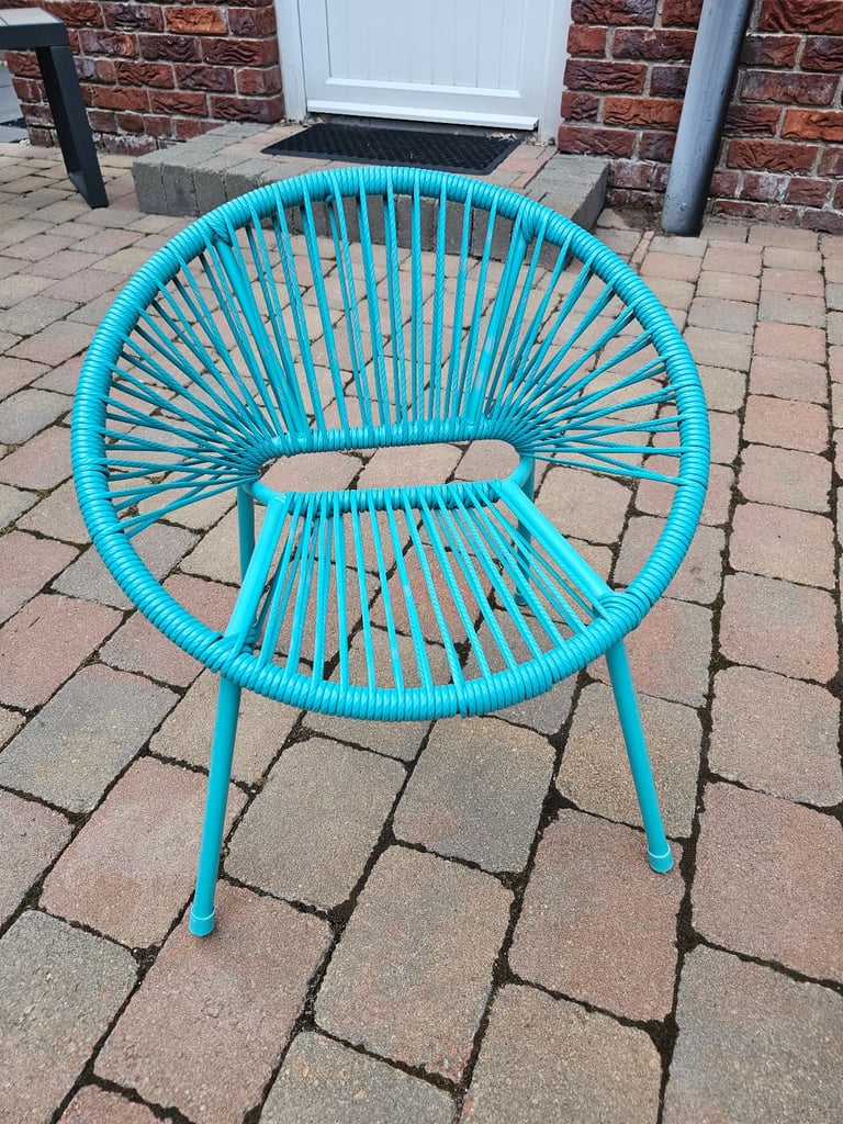 image for Homebase Kids‑Sized Acapulco Chair – Kids Outdoor Lounger, Bright PE Rattan & Steel