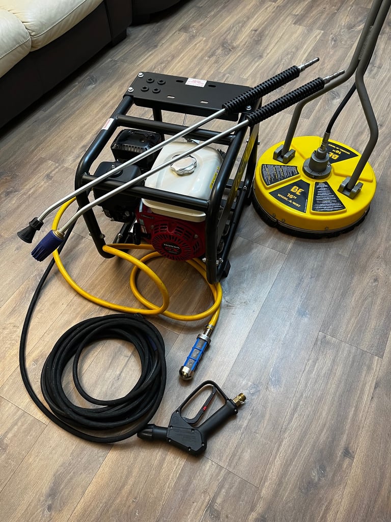 Pressure Washer - Complete Starter Kit with Surface Cleaner, Lances, Barrel, Kiln-dried sand bags x2