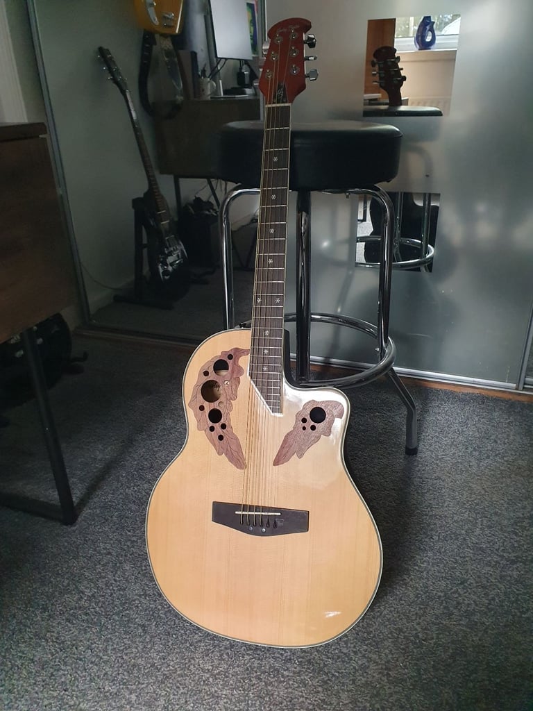 image for Harley Benton round back electroacoustic guitar for sale. As new!