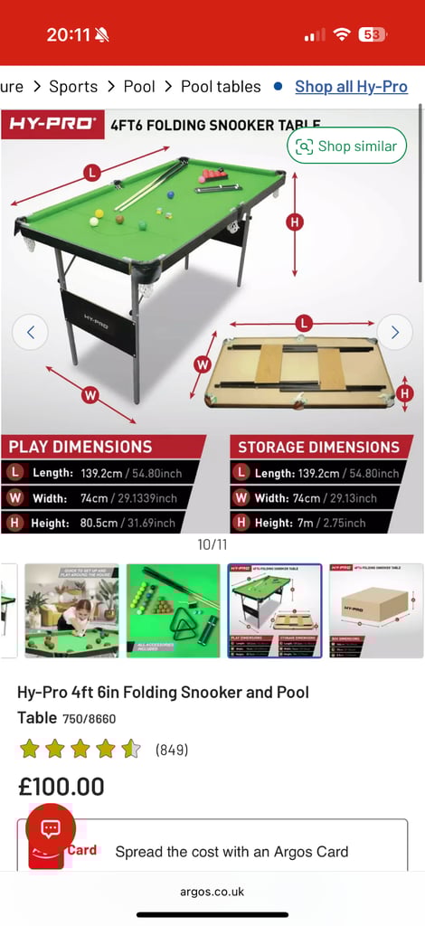 HY-PRO kids pool table 