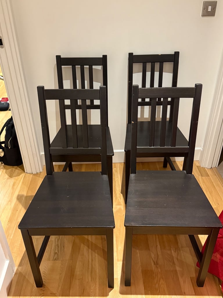image for Ikea brown-black Stefan chairs x4