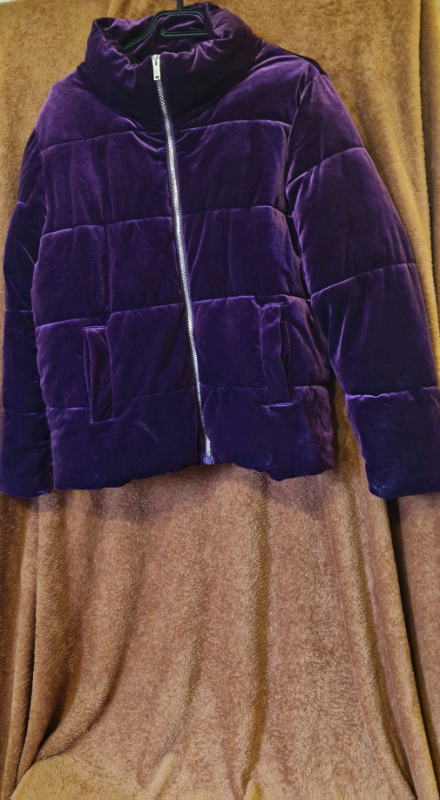 Purple Velvet Puffer Jacket - Size 14 | in Gravesend, Kent | Gumtree