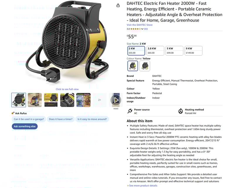 image for Electric Fan Heater 2000W - Fast Heating, Energy Efficient|| Brand new 45% off price 