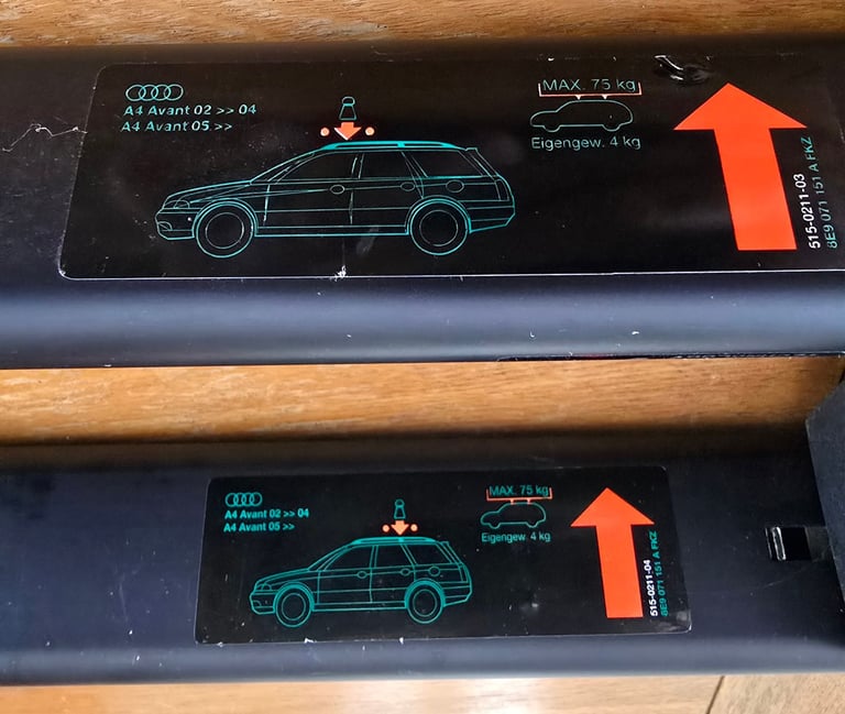 Audi A4 Avant roof bars for raised roof rail mounting