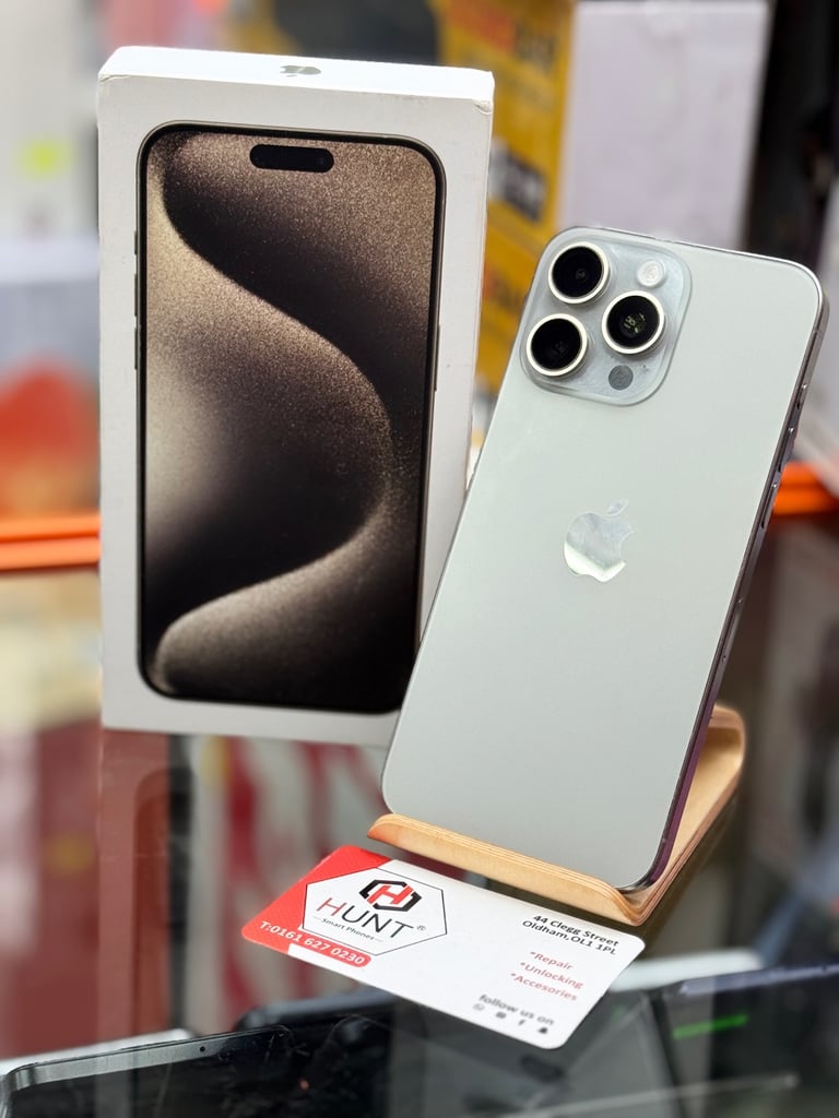 image for iPhone 15 Pro Max 512gb Natural Titanium Unlocked Phone in Mint condition with Shop Warranty 