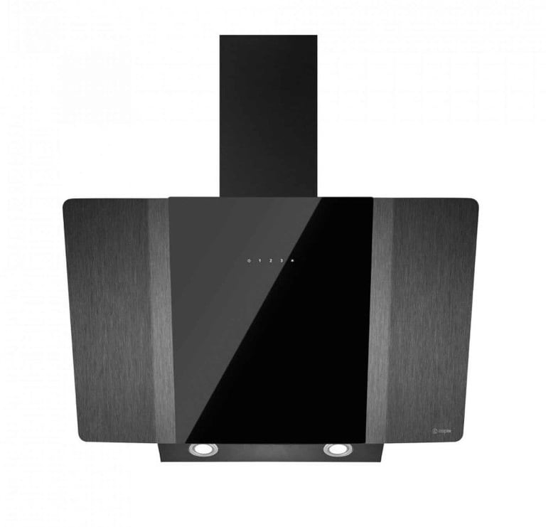 Caple - 90cm Wall Chimney Hood Gunmetal & Black Glass