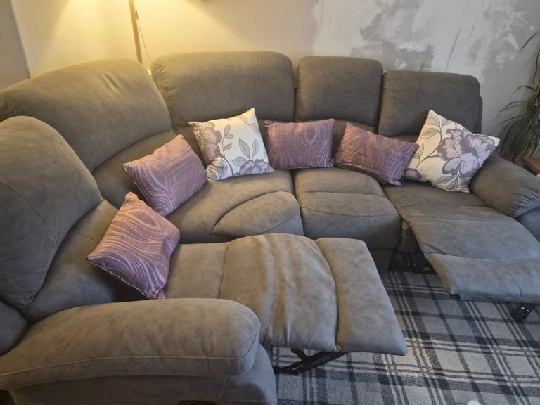 image for Fabric Grey Corner double reclining Sofa