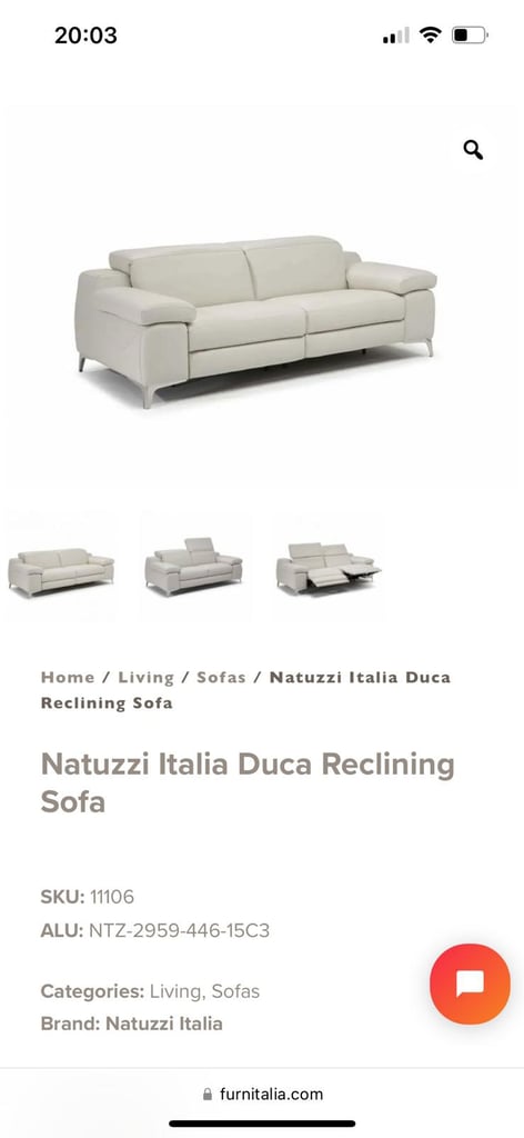 Natuzzi Italia Duca 3 and 2 seater Sofas