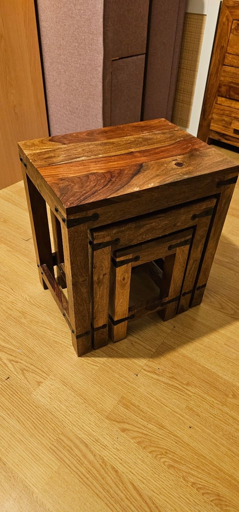 Solid Sheesham Wood Nest of 3 Tables