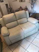 2 seater and 1 seater recliners cream leather dfs
