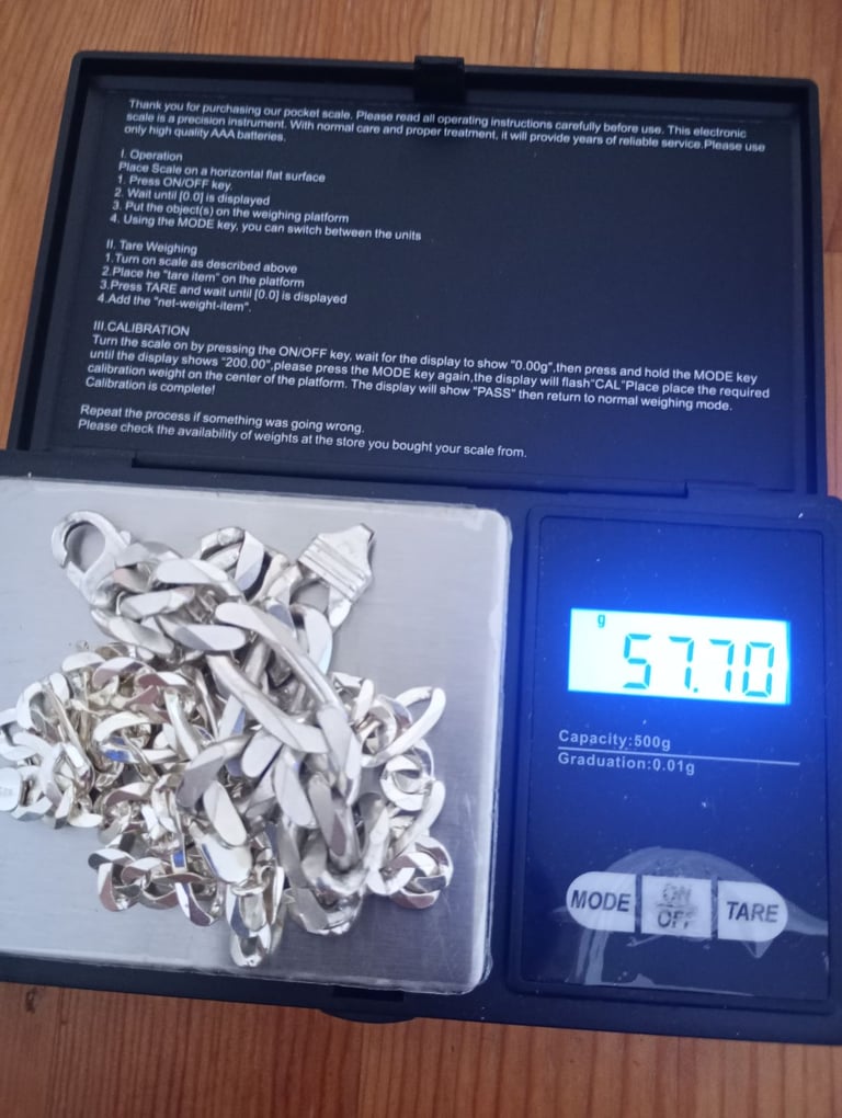 57 grams sterling silver chain & bracelet 