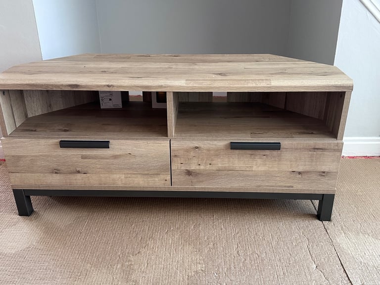 NEXT Light Oak Corner TV unit and Matching Nest of Tables