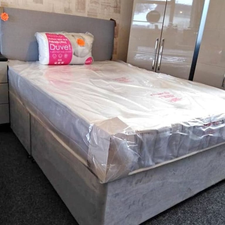 BUY IT NOW, PAY ON DELIVERY !! DOUBLE DIVAN BASE WITH SEMI ORTHOPEDIC MATTRESS in Bordon