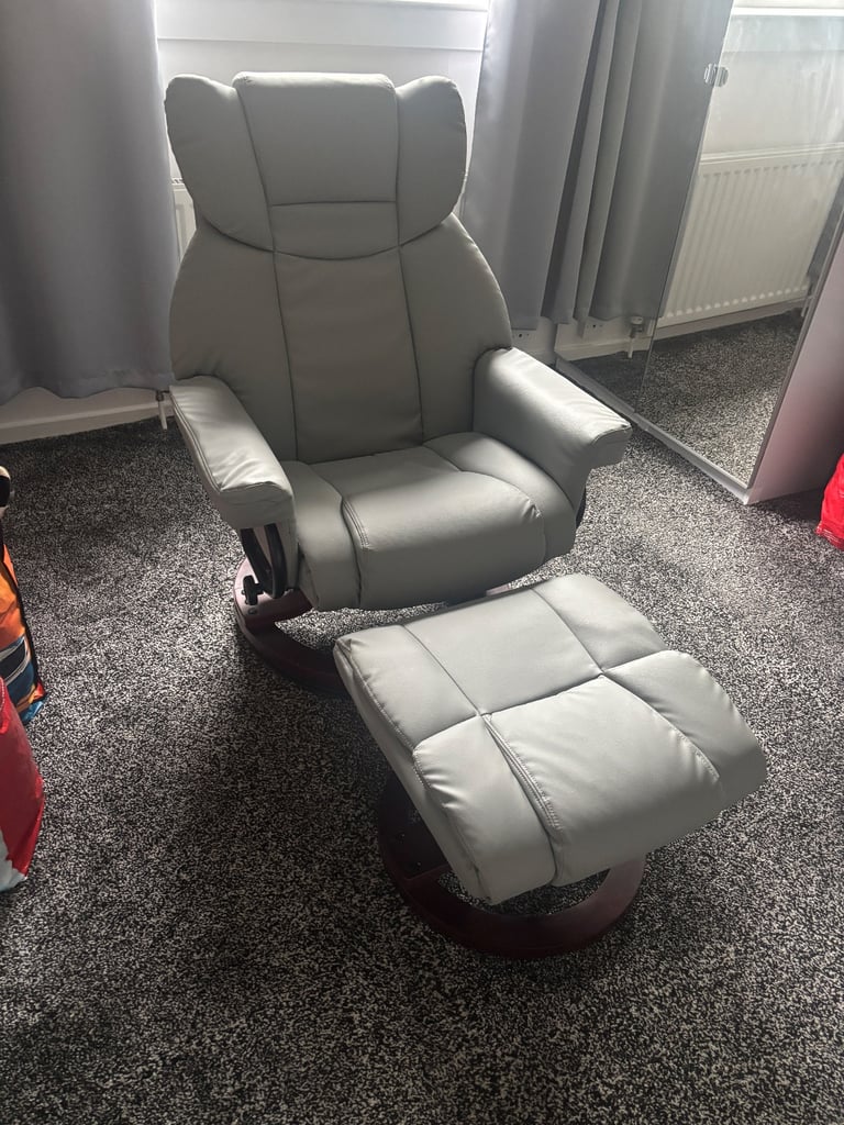 image for Leather Reclining Swivel Chair