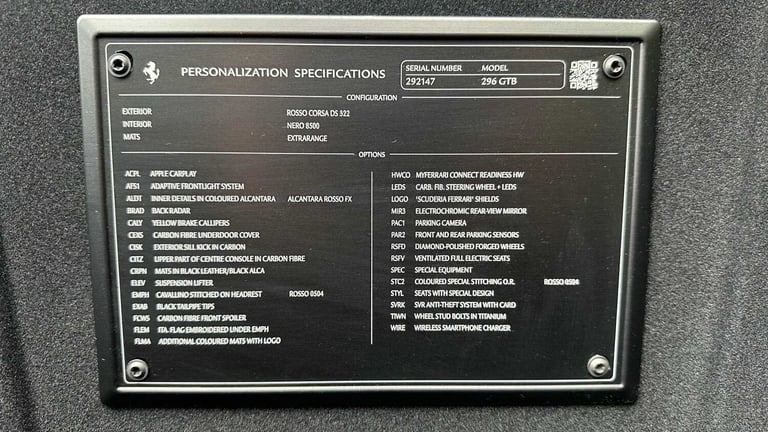 2023 Ferrari 296 GTB 3.0T V6 7.45kWh F1 DCT Euro 6 (s/s) 2dr COUPE PETROL/ELECTRIC Automatic