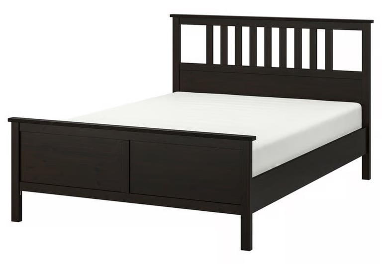 IKEA Hemnes Super Kingsize Bed in Black-Brown with IKEA Super King Mattress