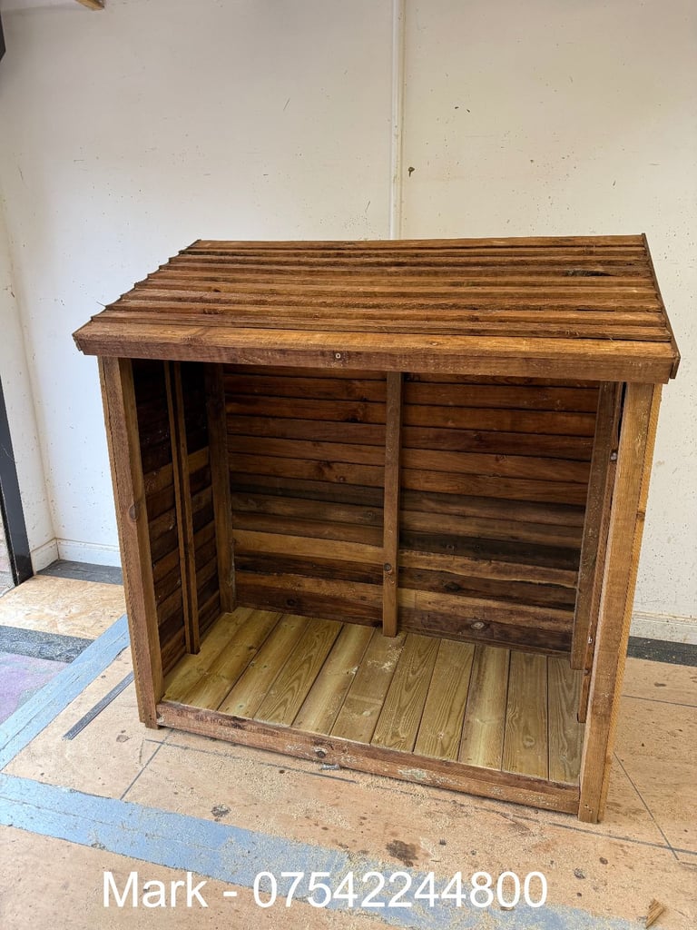 Log Store Garden Treated Timber Logs Storage Shelter Shed