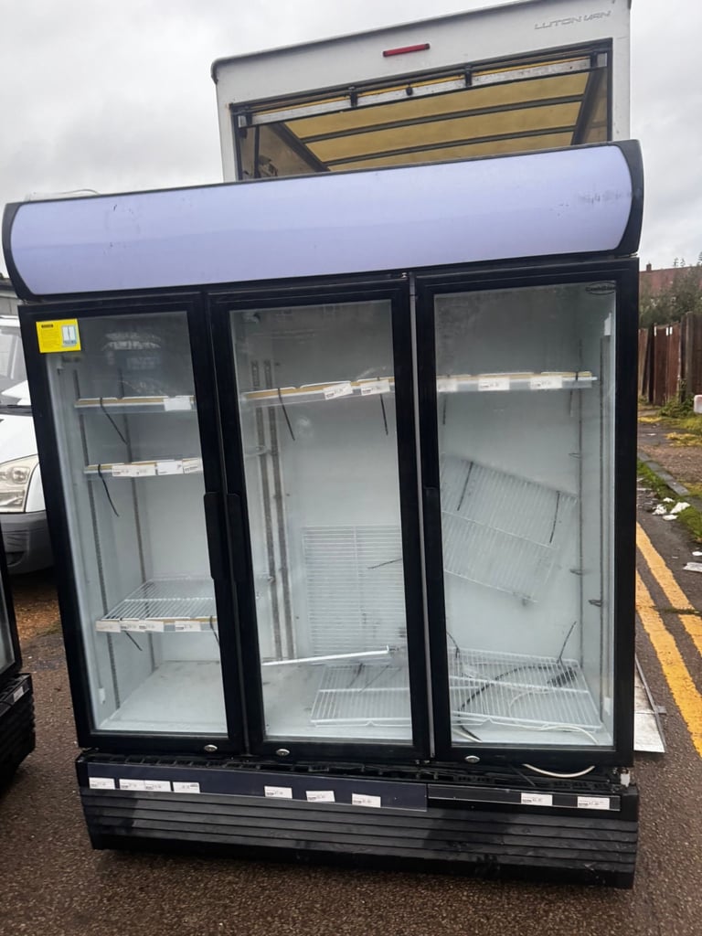 Commercial upright triple door glass display fridge cafe restaurant 