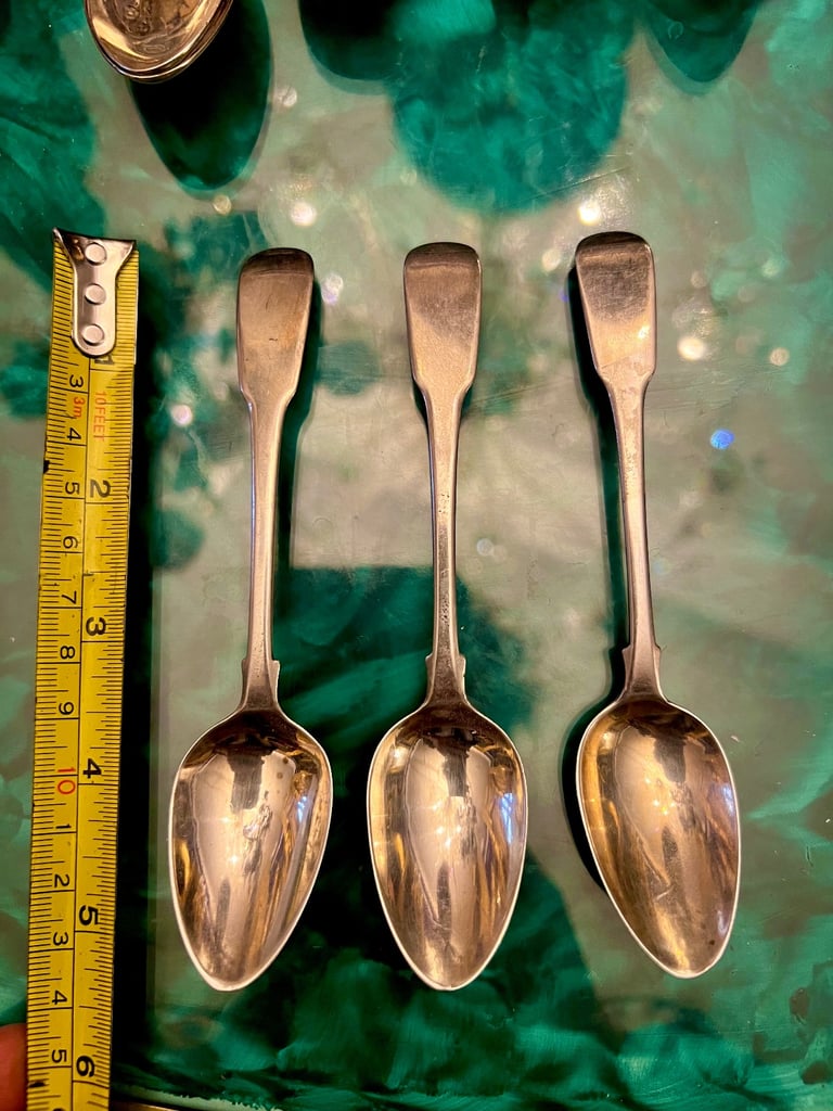 image for Antique sterling silver Scottish provincial Georgian spoons 