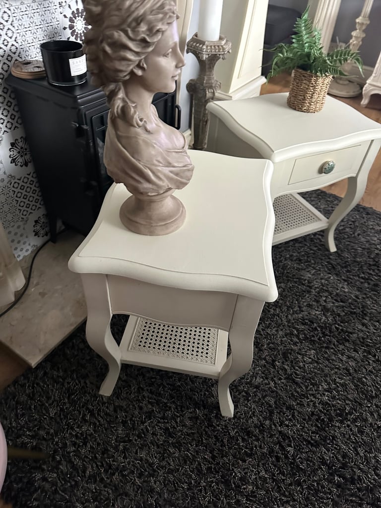 Lovely pair of cream bedside tables 