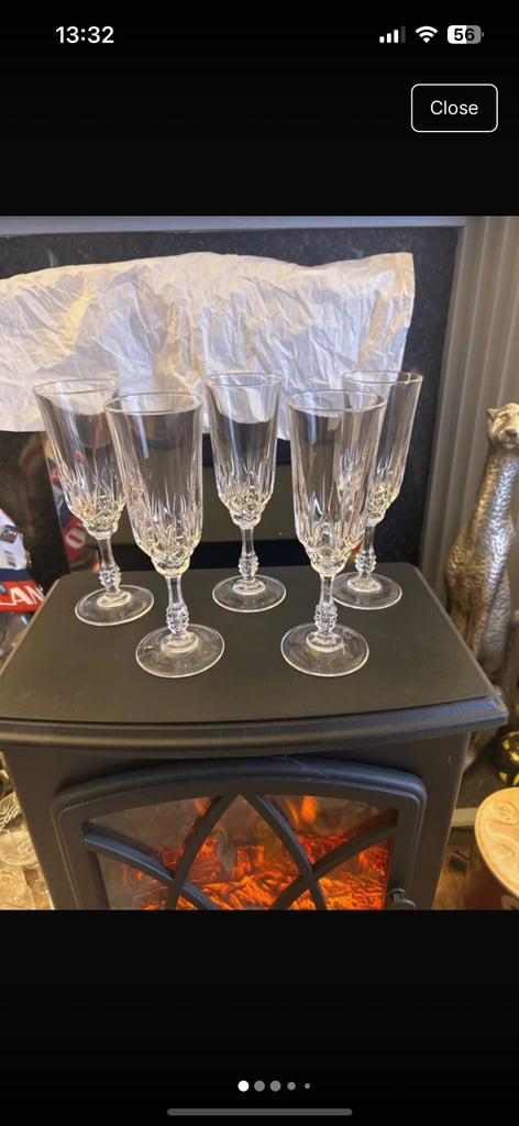 image for Set of 5 lead crystal champagne flutes