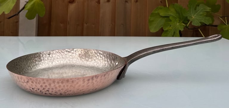 VINTAGE FRENCH COPPER FRYING PAN, 24cm, SBS GRANDE CUISINE FABRICATION FRANCAIS - WILL POST!