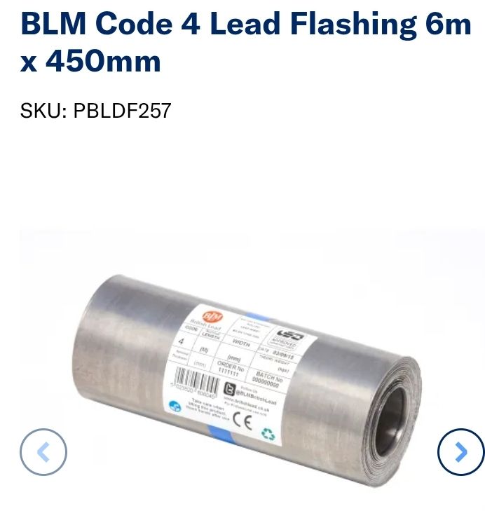 image for Roll of Lead Flashing, 6m x 450mm. Code 4