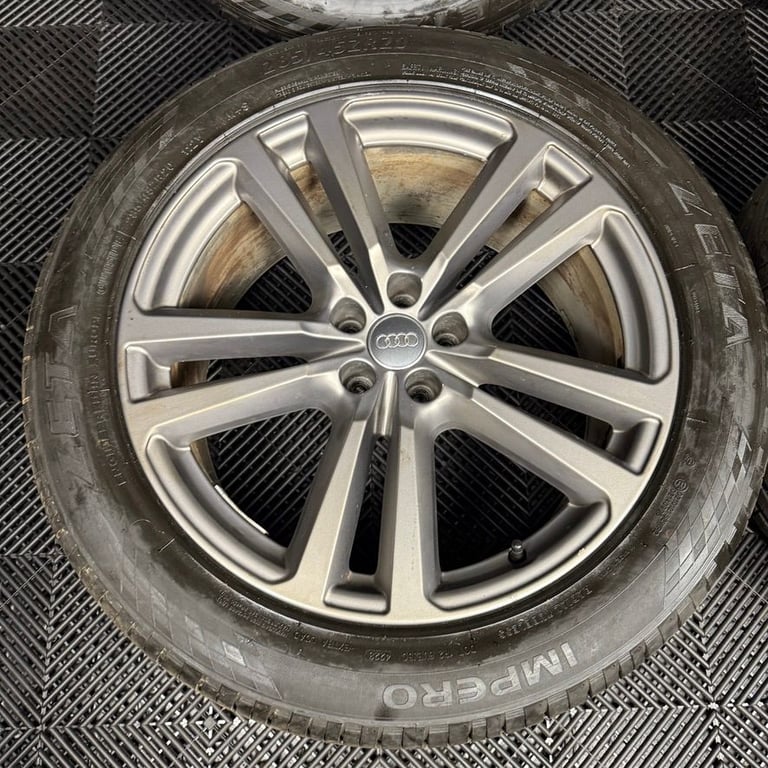 20'' GENUINE AUDI Q7 S LINE 5 DOUBLE SPOKE GREY ALLOY WHEELS ALLOYS TYRES TOUAREG
