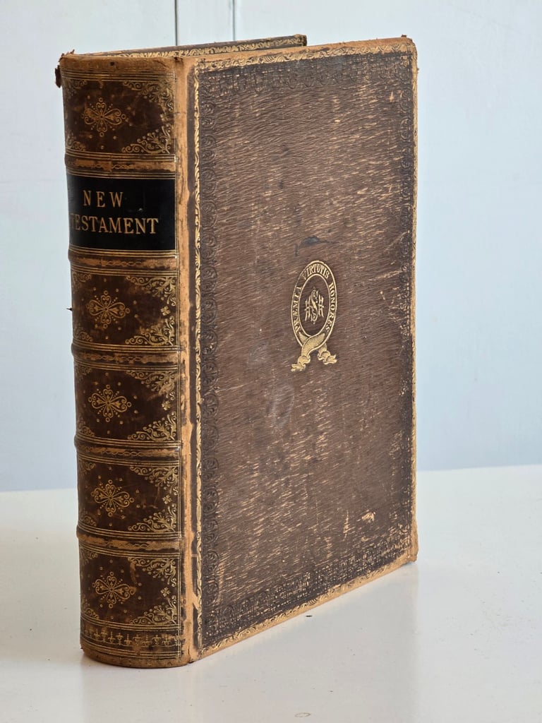 1883 Antique Large KJV New Testament w/Engravings Leatherbound English Bible Complete -142 Y/O