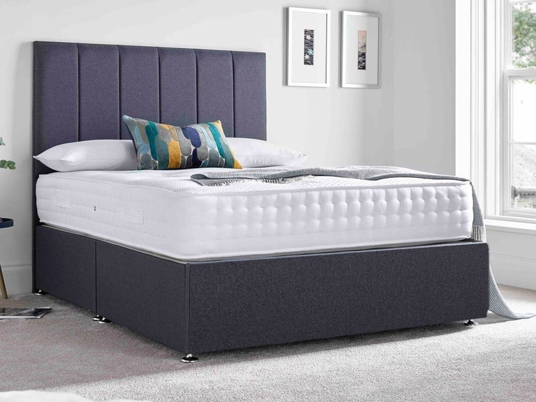 Luxury DIVAN 4FT6 Double Divan Bed Base With Mattress & Storage --- 20% Off 
