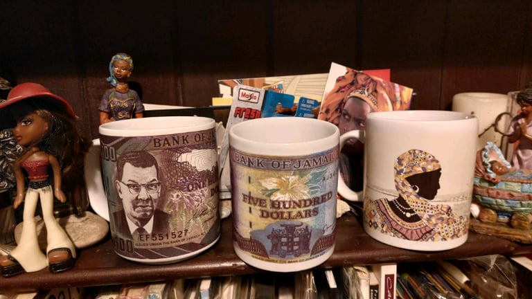 Jamaican Money Mugs + framed real Jamaican money - $100 dollar currenc