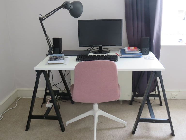 120 x 70 Ikea table desk with trestles