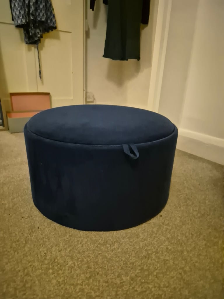 image for Free: Blue velvet ottoman with reversible lid