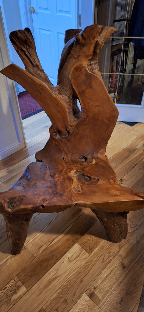 Hand Carved, Heavy, Solid, Wooden Statement Chair