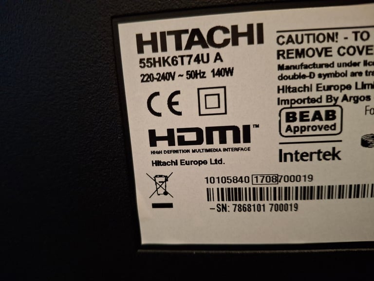 55 inch Hitachi UHD 4K Smart TV & firestick for sale 