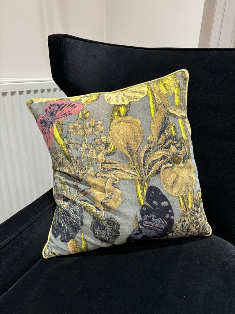 image for Velvet cushion with feather pad as new Cost £50