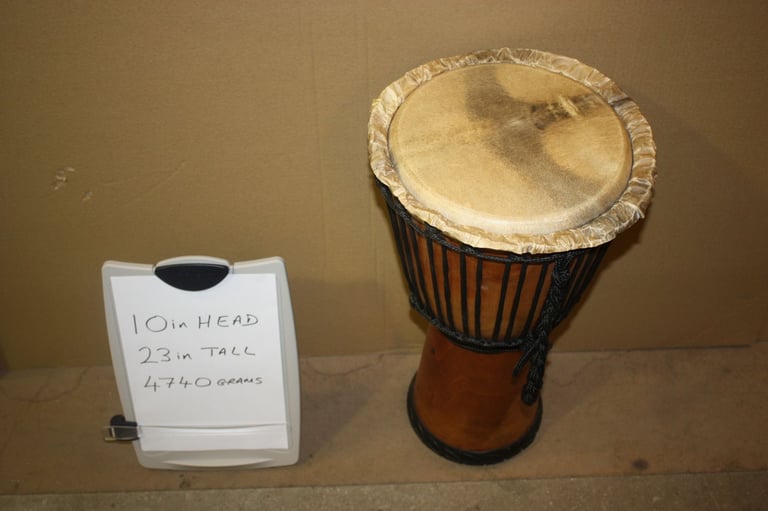 African Wooden Djembe Drum 10.1/2in Head x 23in High ~ Weight 4740 grams ~ £75 ono