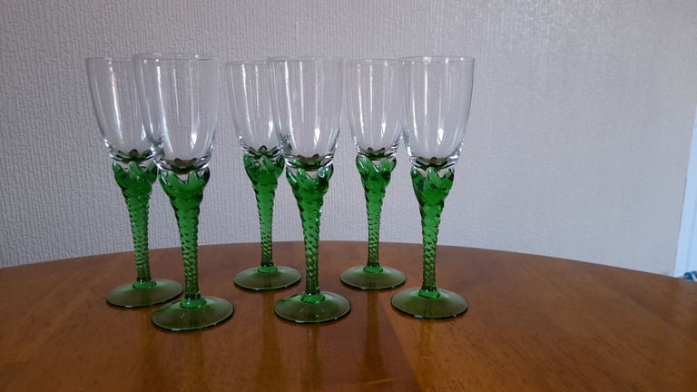 image for 6 vintage twist stem wine glasses