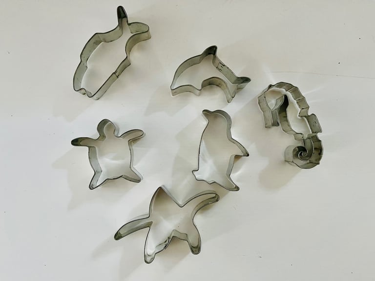 image for Metal ocean themed cookie cutters x6