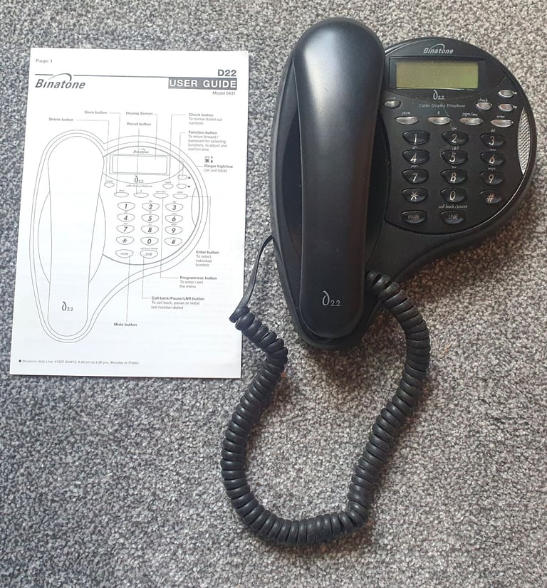 image for Binatone Corded Landline Phone in Black Full Working Order