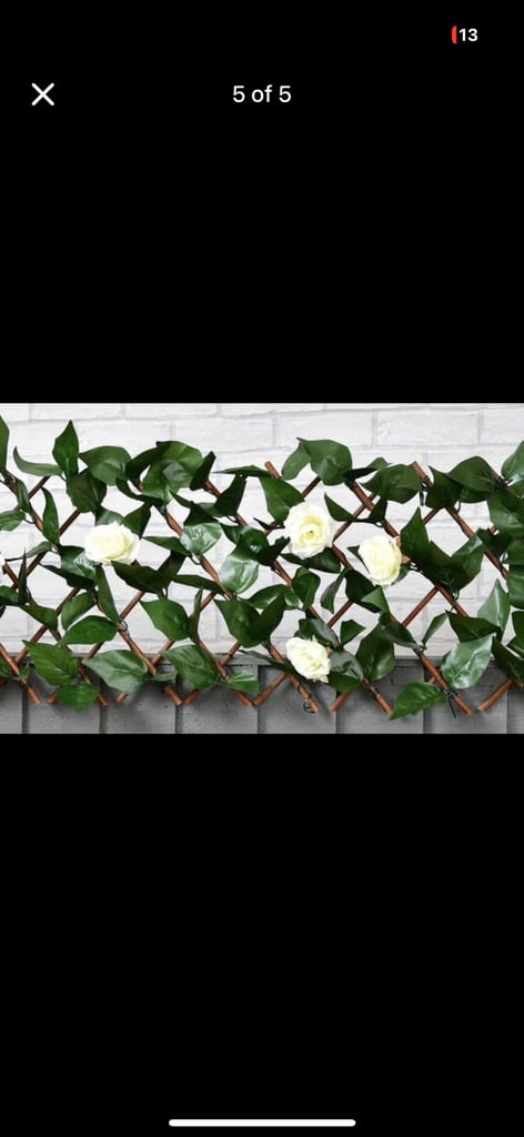 Expanding Artificial Rose & Leaf Trellis 180 x 30cm.