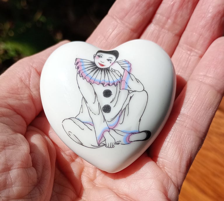 3 Vintage Pierrot Trinket Boxes