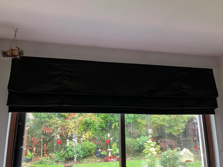 Lovely Black Roman Blinds with side track - large size (240cm x 210cm drop) Cost over £200